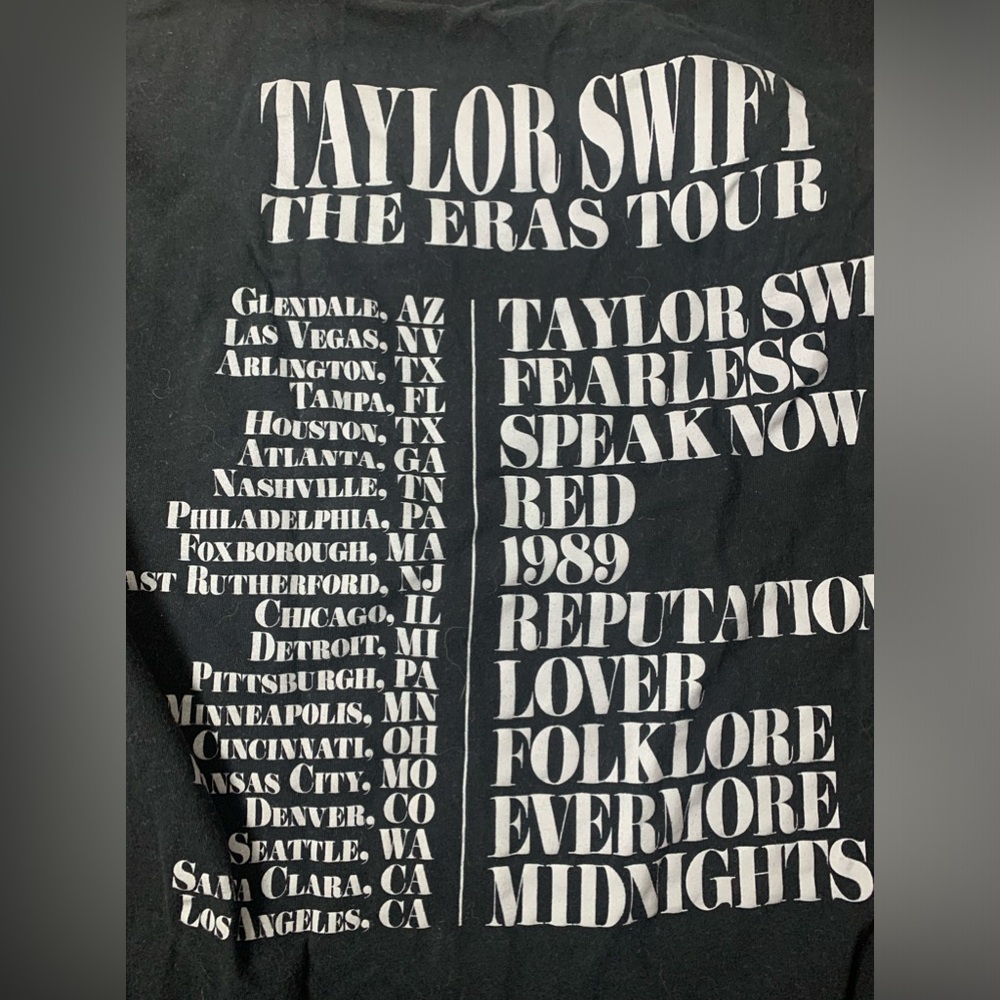 Taylor Swift Eras Tour Graphic T Shirt XL Black Concert Music Merch Tee Official
